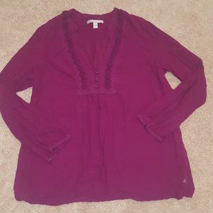 Purple Linen Shirt with Embroidery